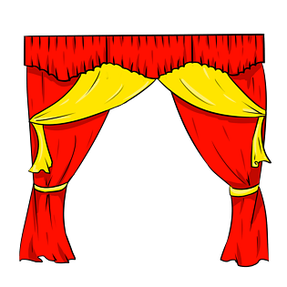 红色帘子幕布插画