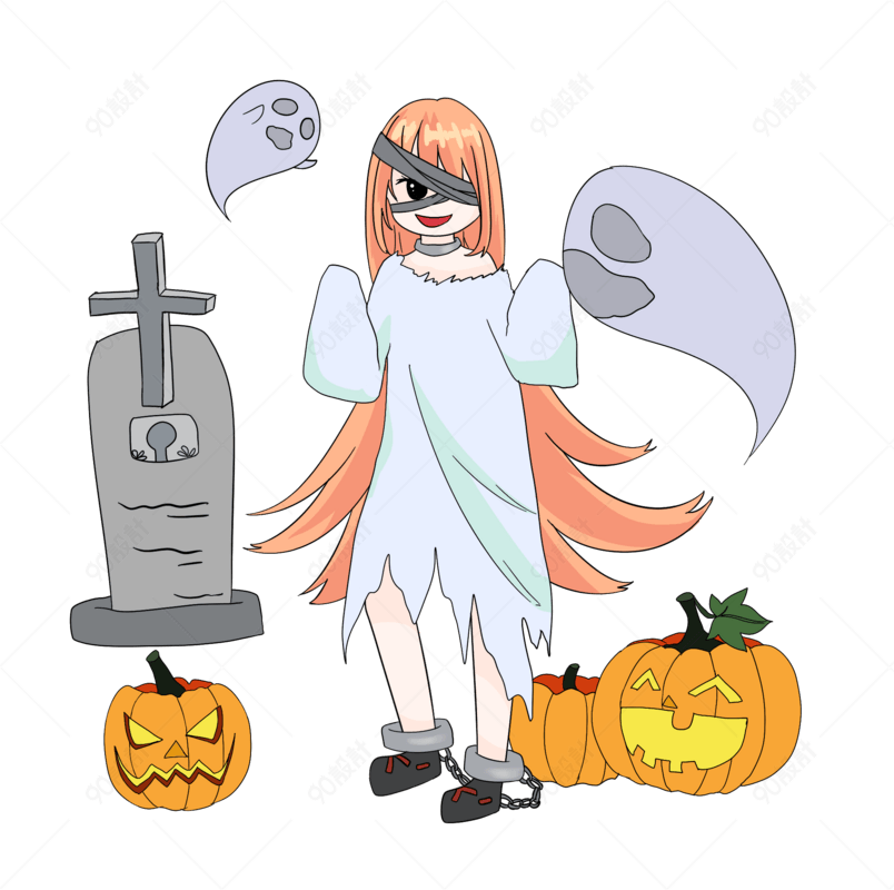 十字碑女僵尸插画