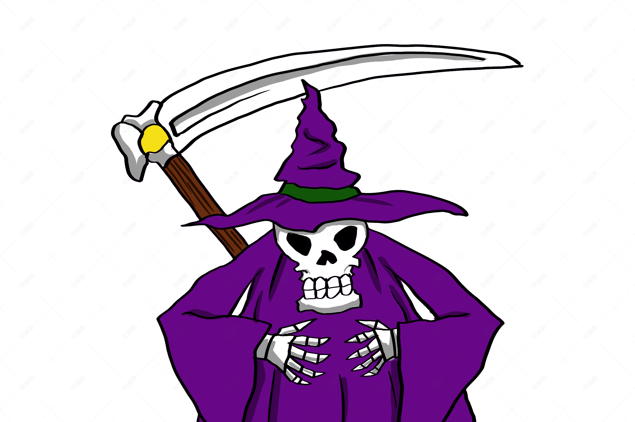 万圣节恐怖镰刀僵尸插画【电商元素png】-90设计网