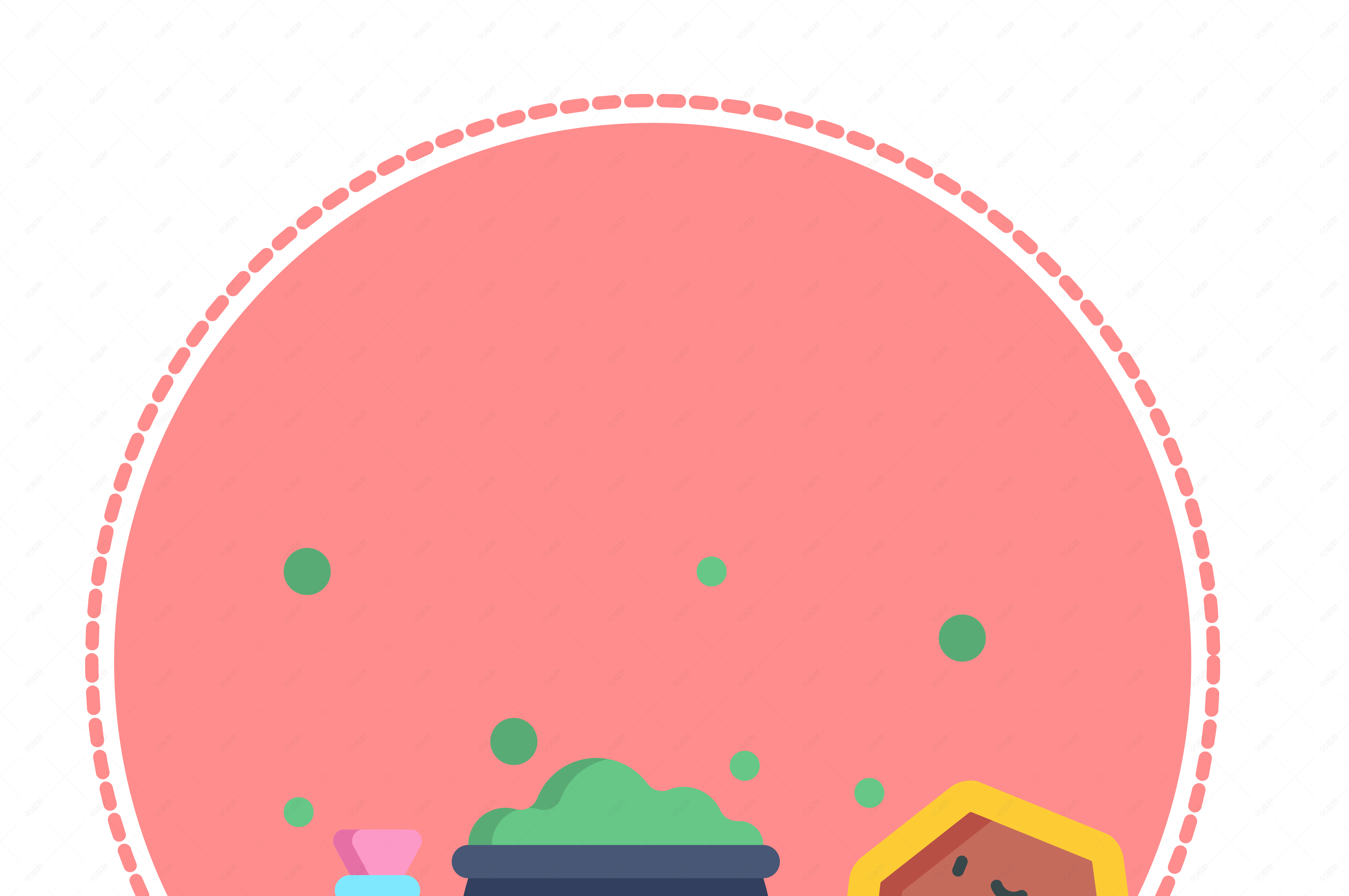 矢量圆形粉色可爱万圣节标签边框