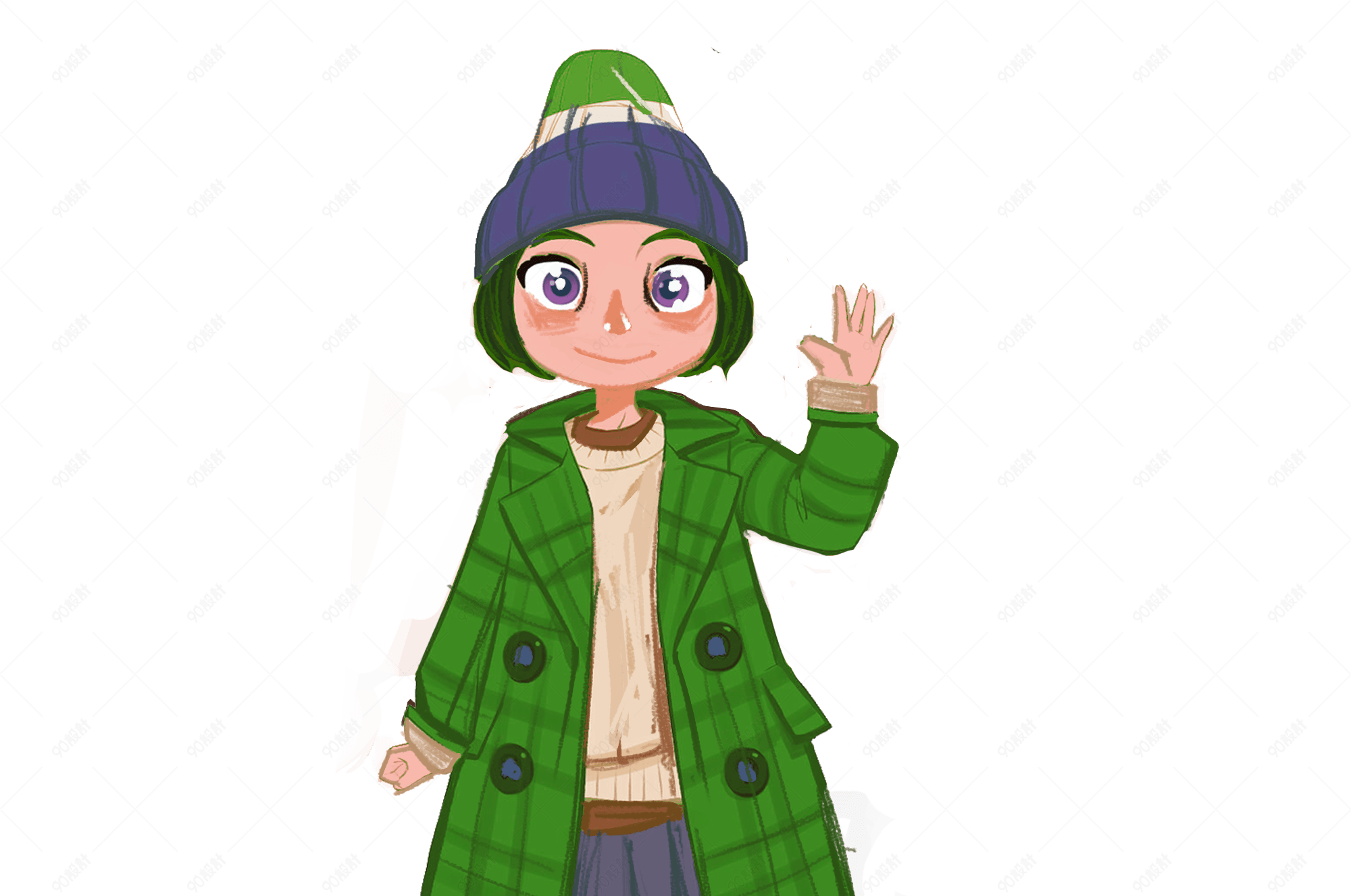 时尚女生矢量插画png