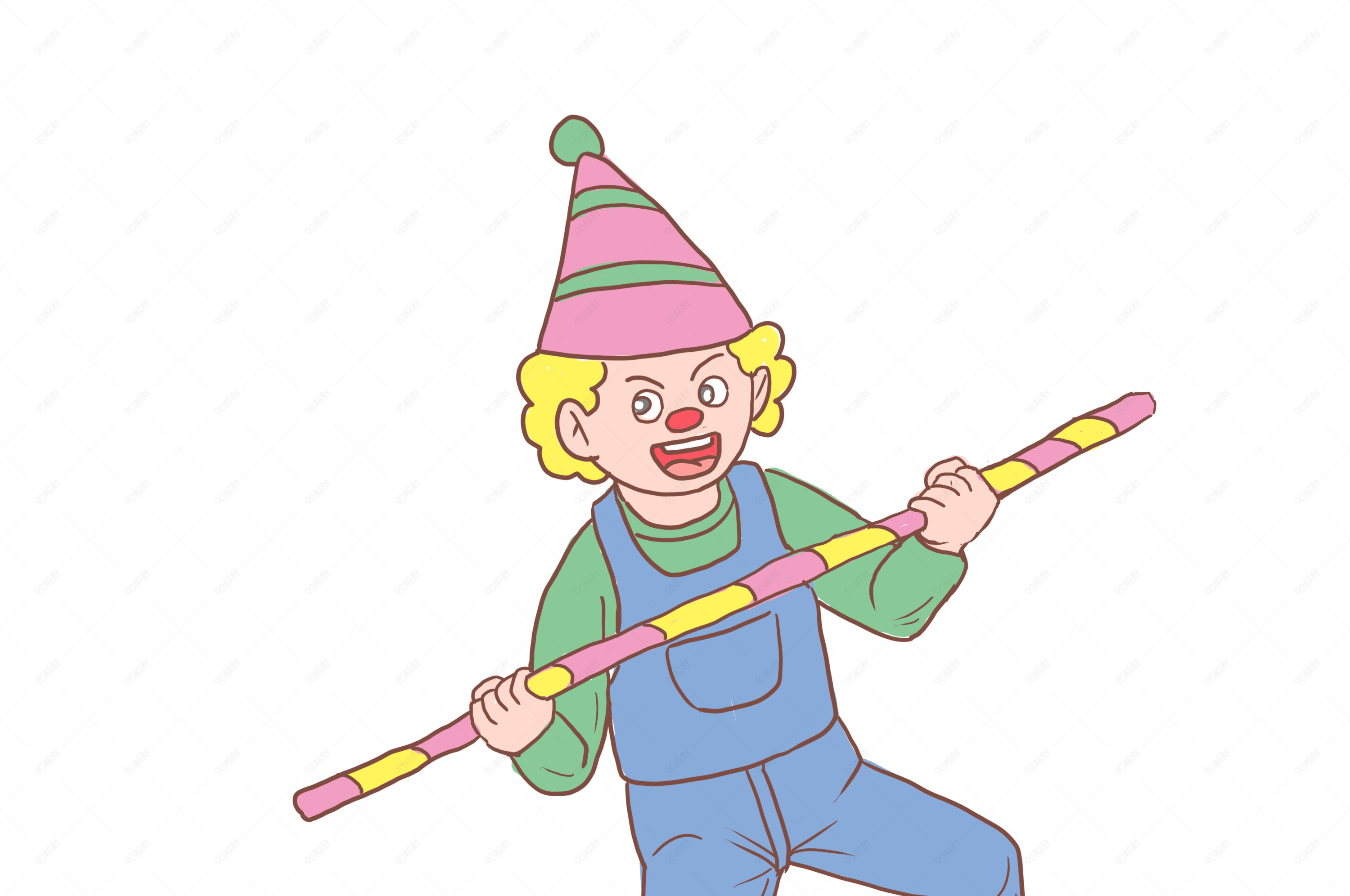 万圣节小丑拿平衡杆手绘卡通