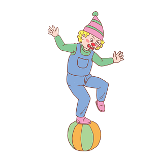 万圣节扮演小丑玩球手绘卡通