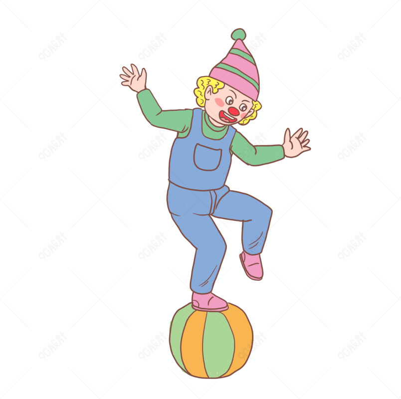 万圣节扮演小丑玩球手绘卡通