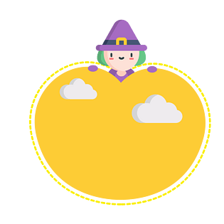 可爱金色万圣节女巫标签边框