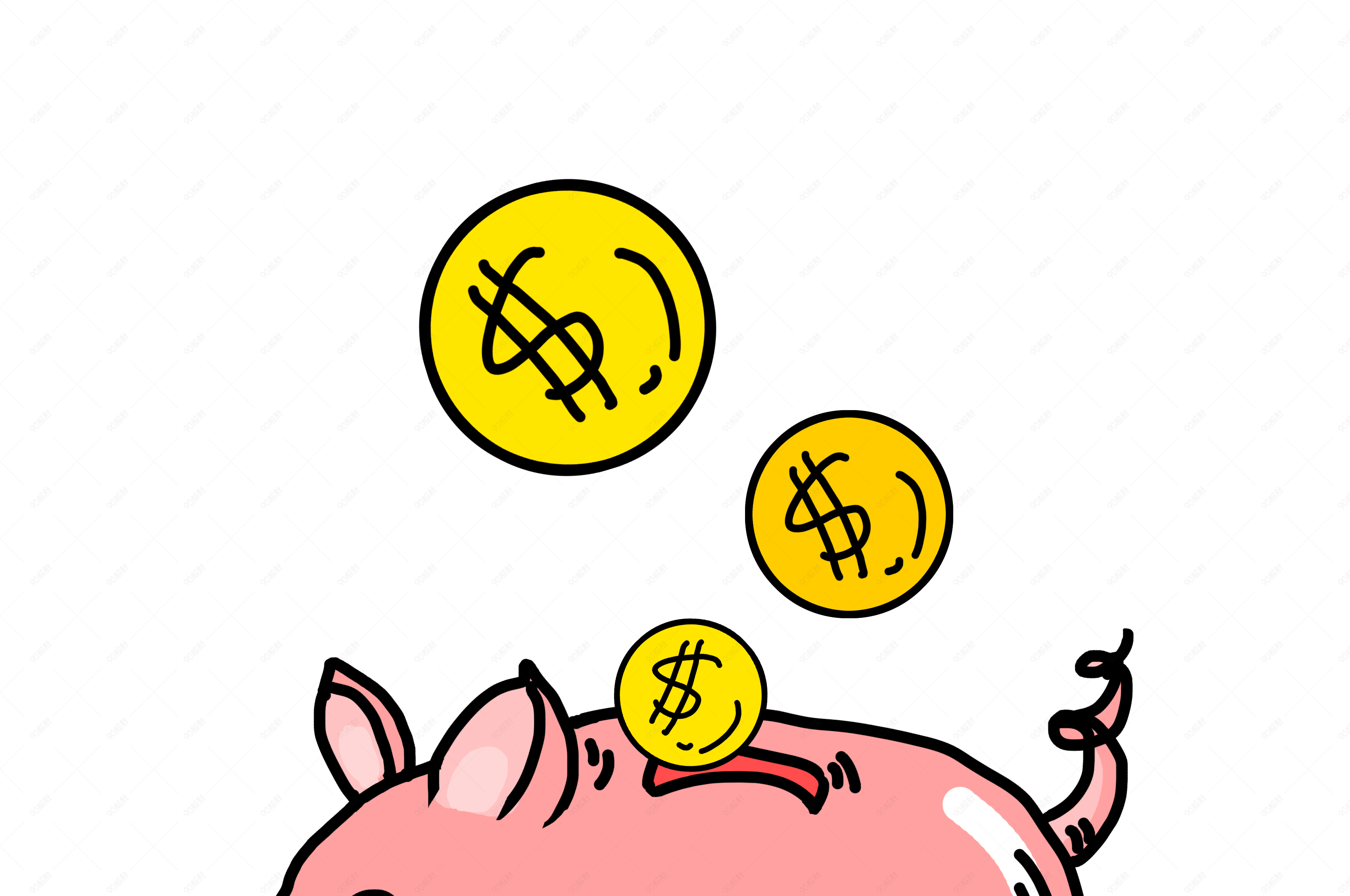 双十一小猪储蓄罐金币插画
