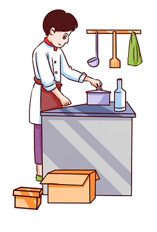 餐饮厨师煲汤插画