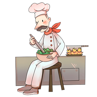 卡通手绘人物可爱厨师大厨站立形象