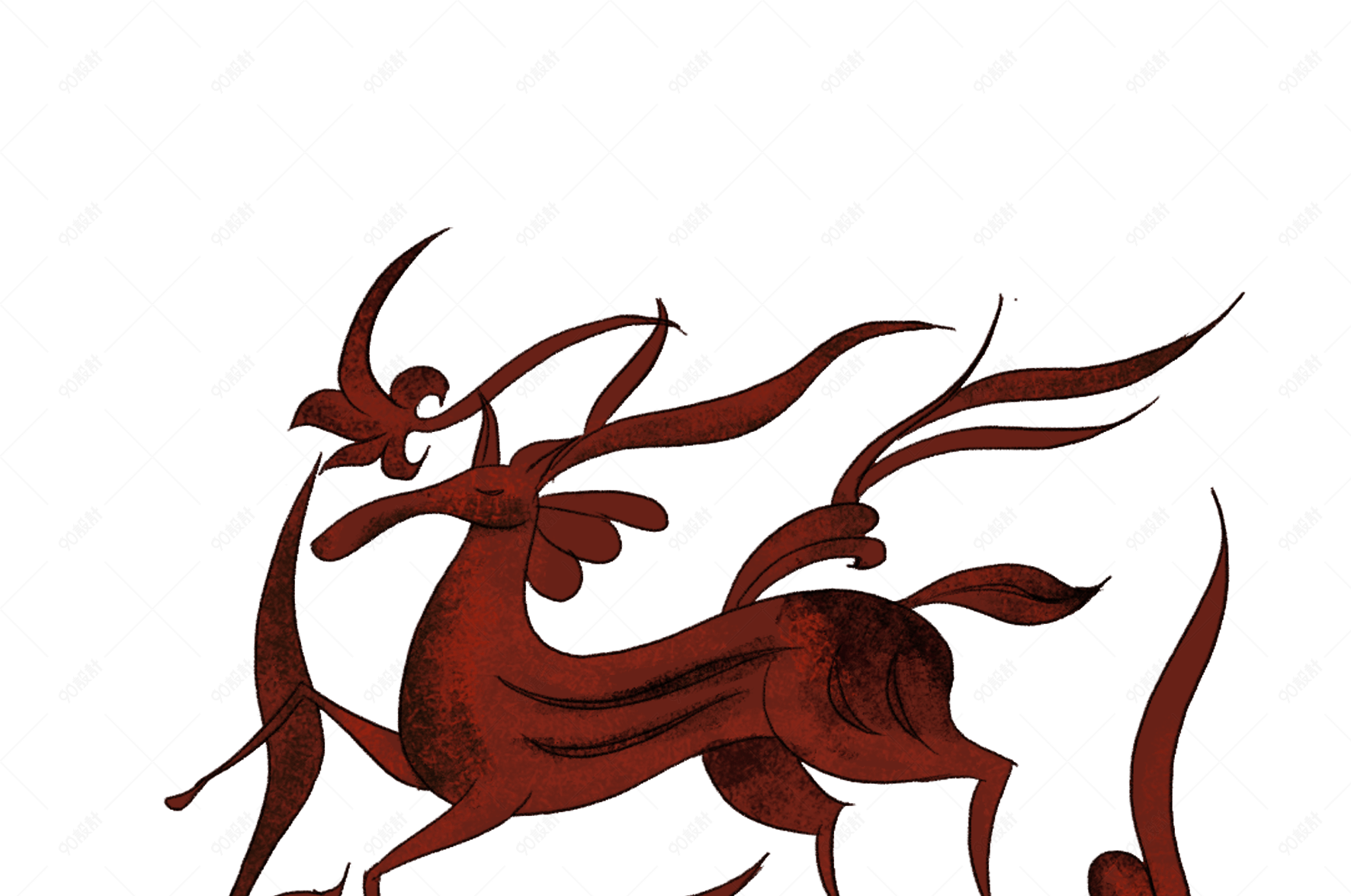 驯鹿花纹图案插画