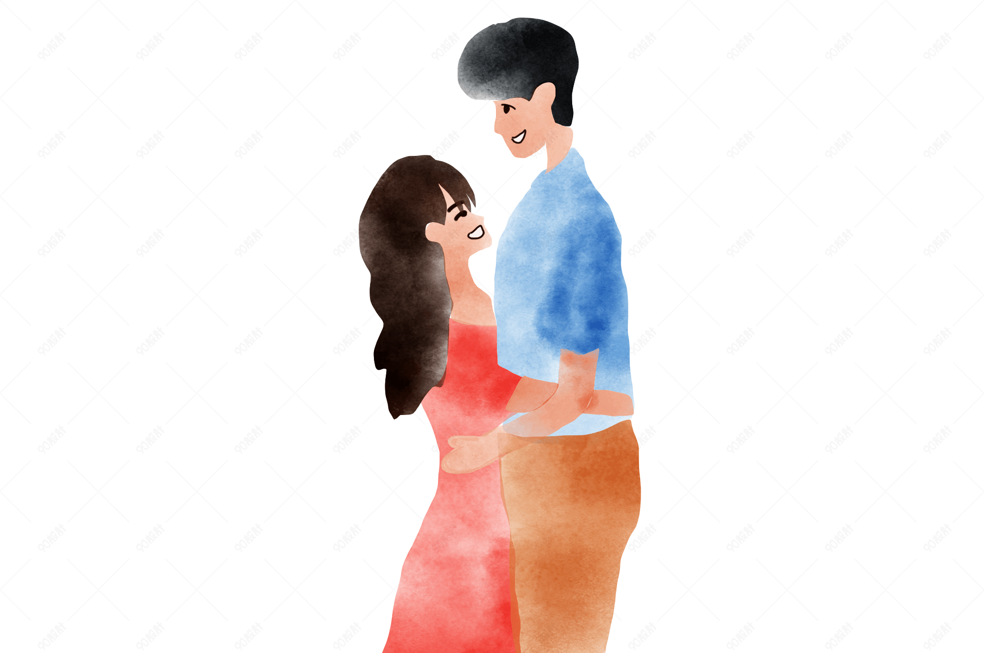 拥抱的情侣png素材