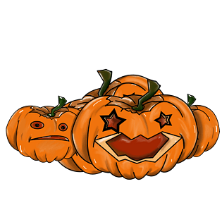 手绘南瓜灯灯具插画