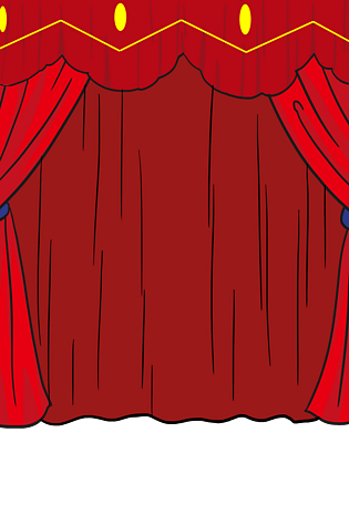 台闭幕帷幕红色幕布插画