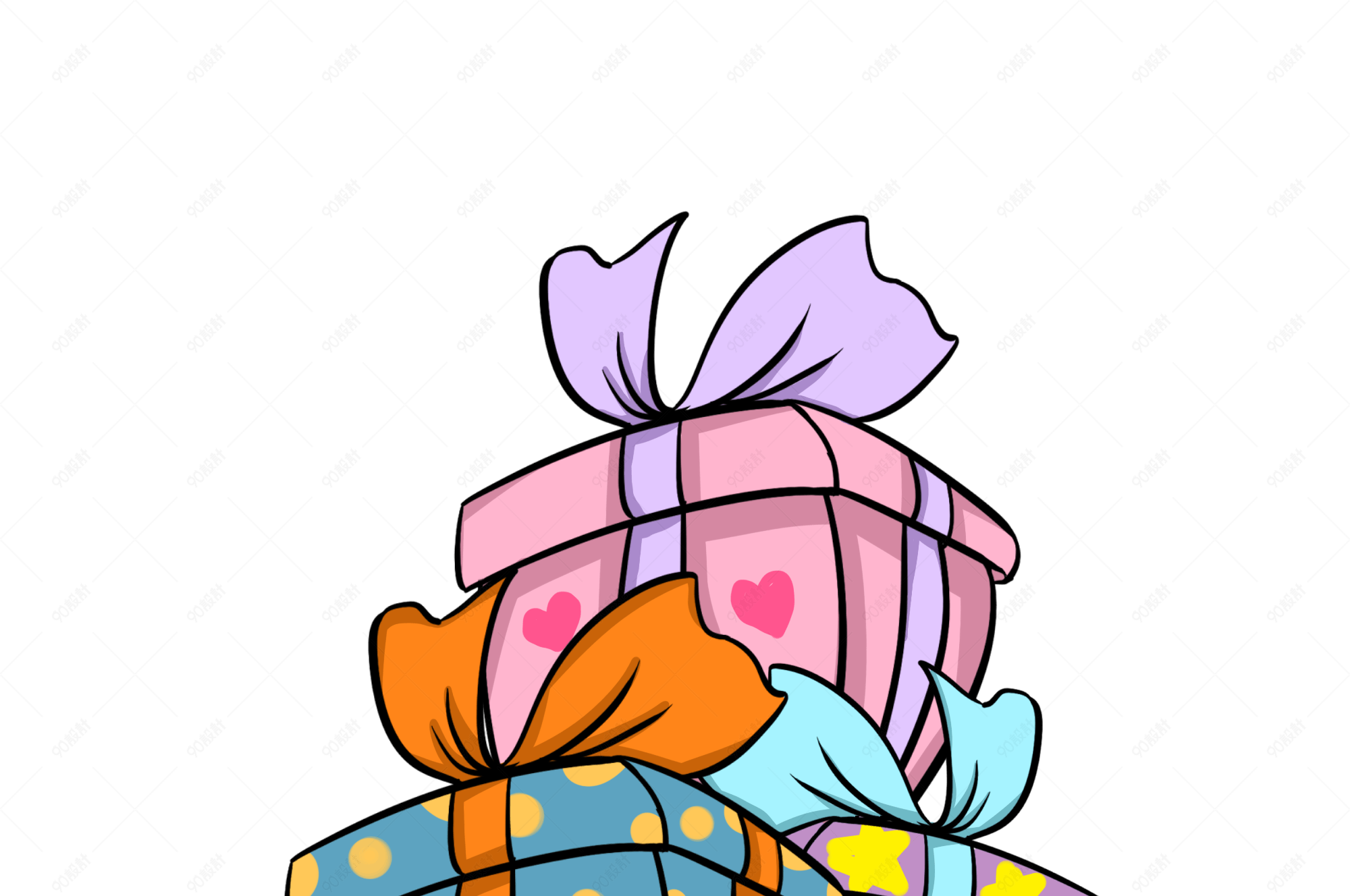 圣诞节彩色礼物盒插画