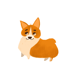 手绘可爱宠物柯基小狗插画