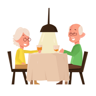 卡通手绘重阳节老人晚餐