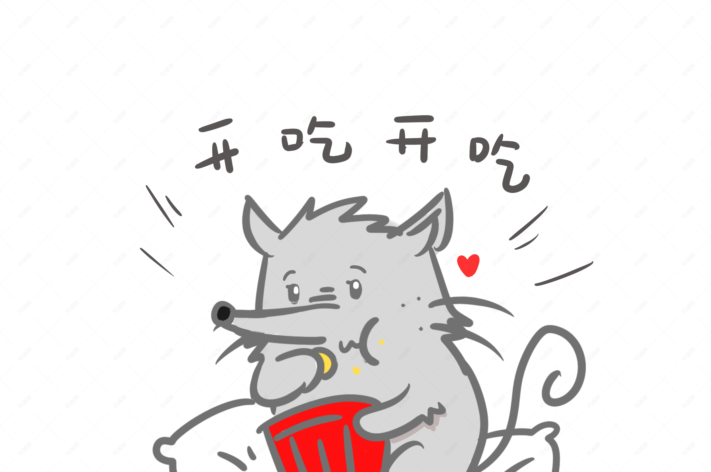 灰色小老鼠卡通手绘插画