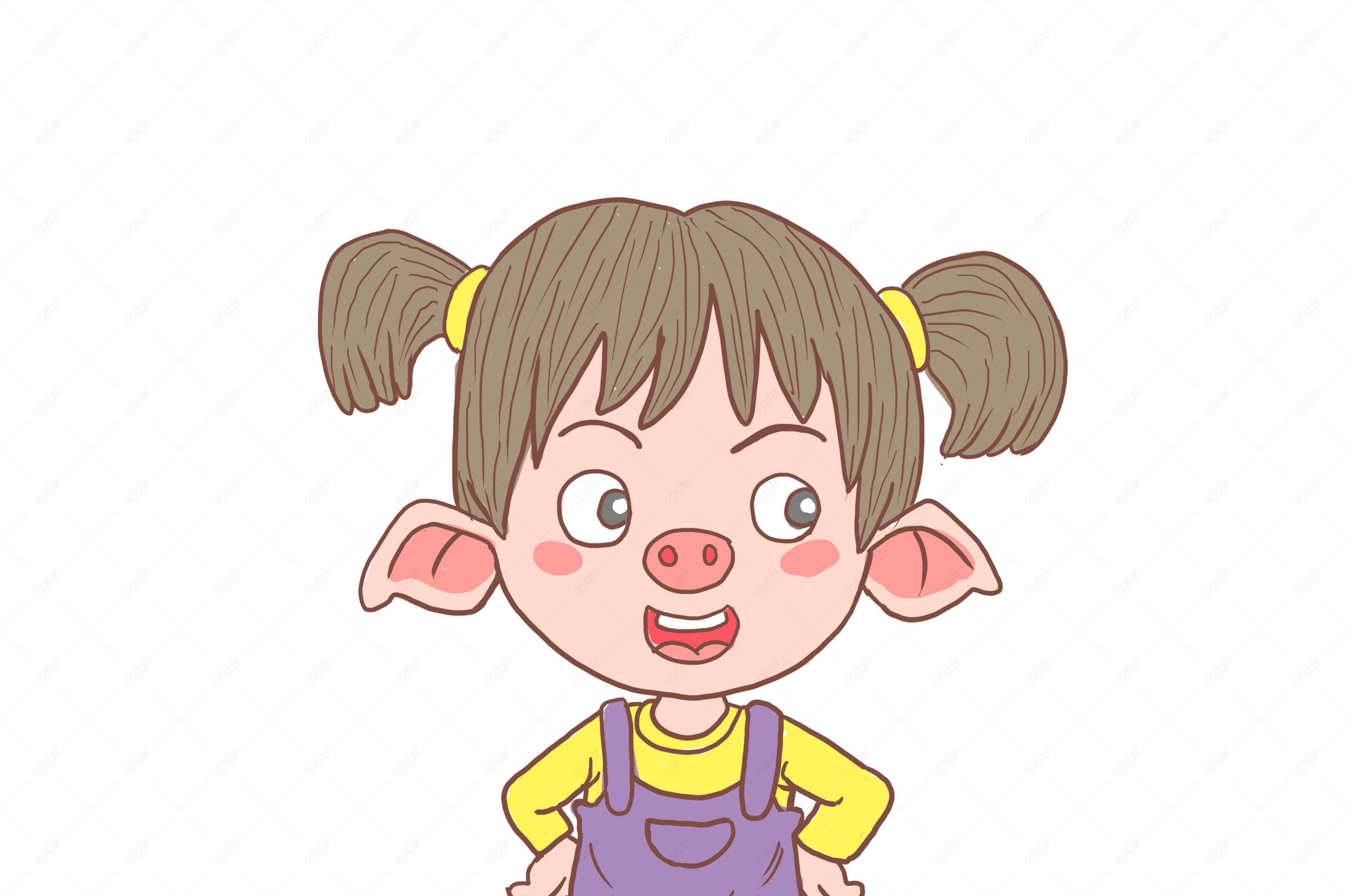 猪年2019年卡通手绘猪小妹【免抠元素png】-90设计网