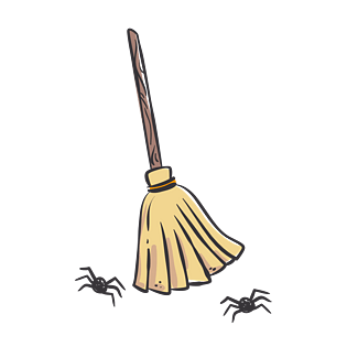 万圣节手绘扫帚装饰免扣素材