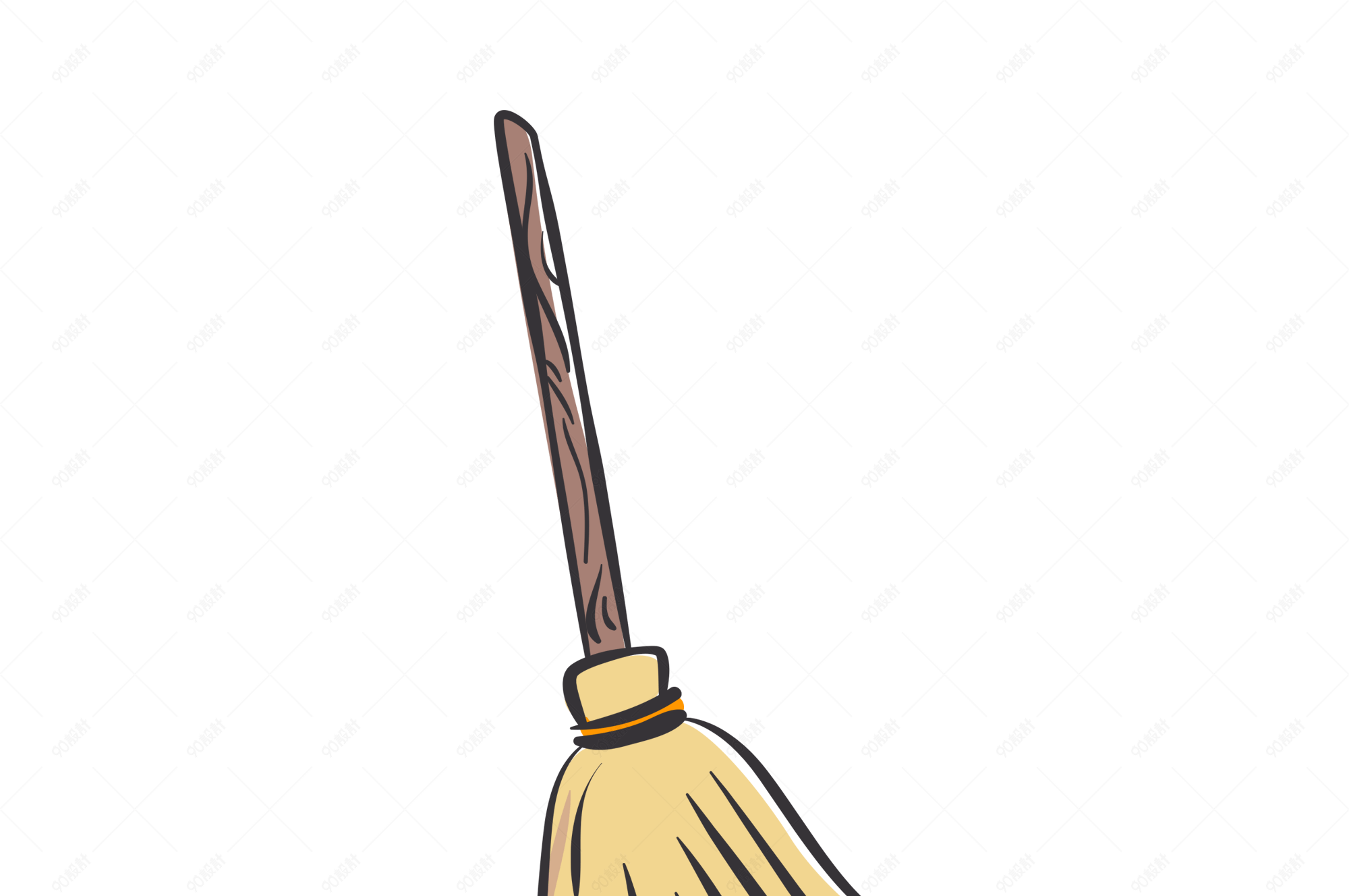 万圣节手绘扫帚装饰免扣素材