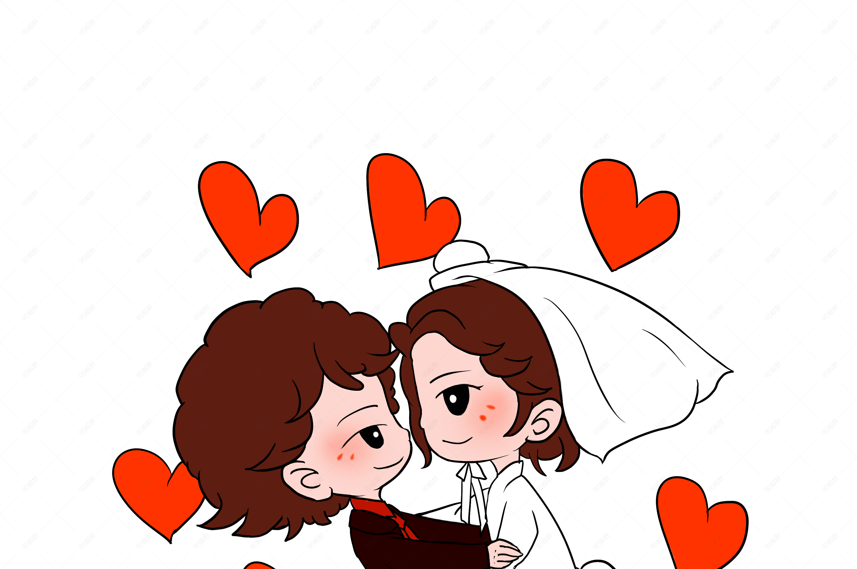 欧式婚礼新郎新娘插画