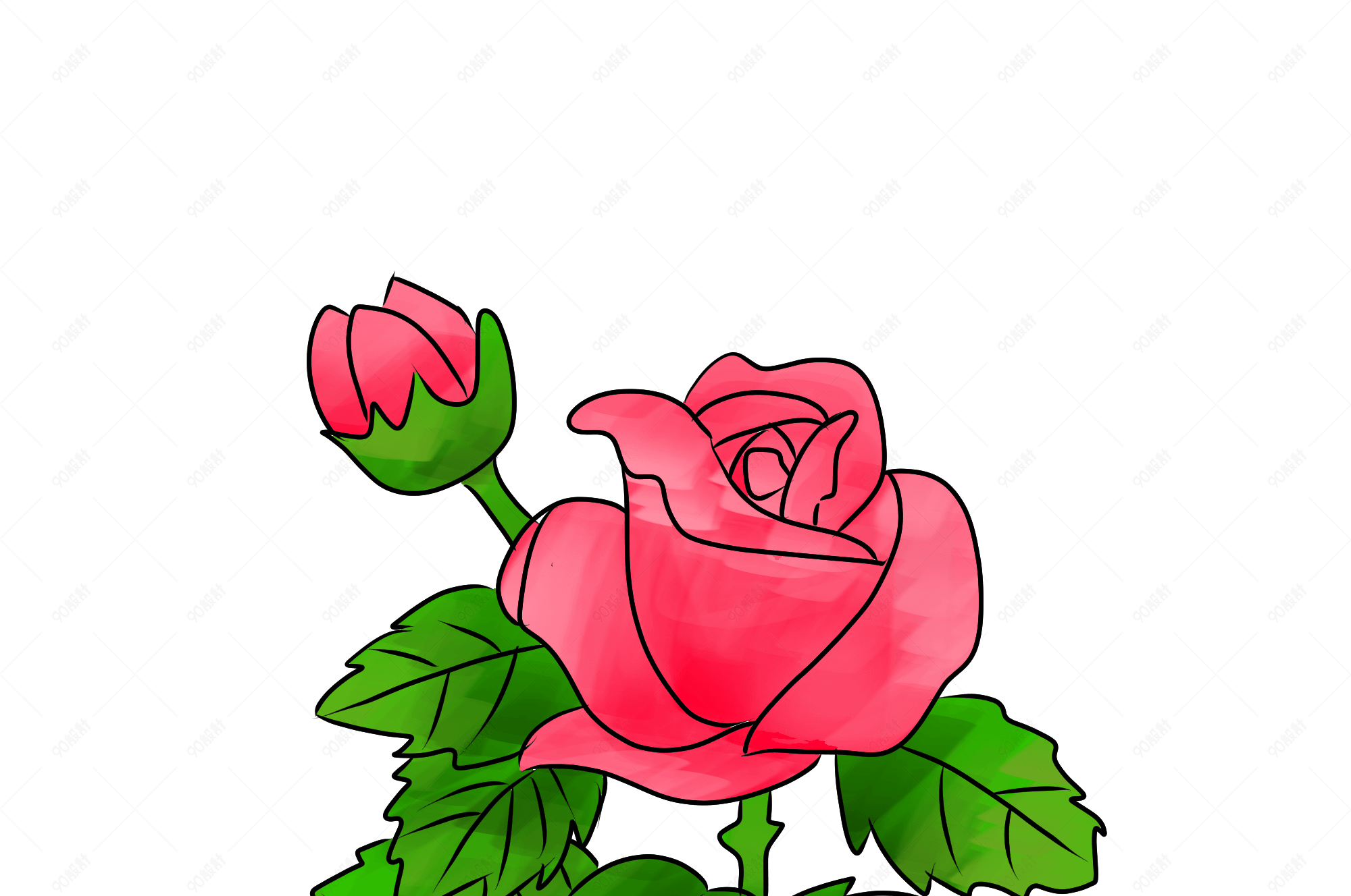 关于玫瑰的动漫插图图片