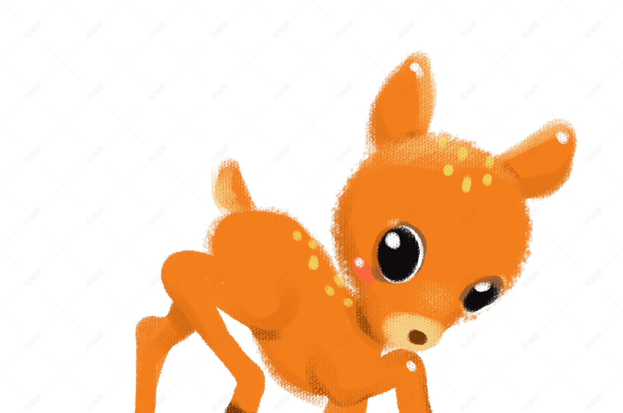 梅花小鹿手绘插画