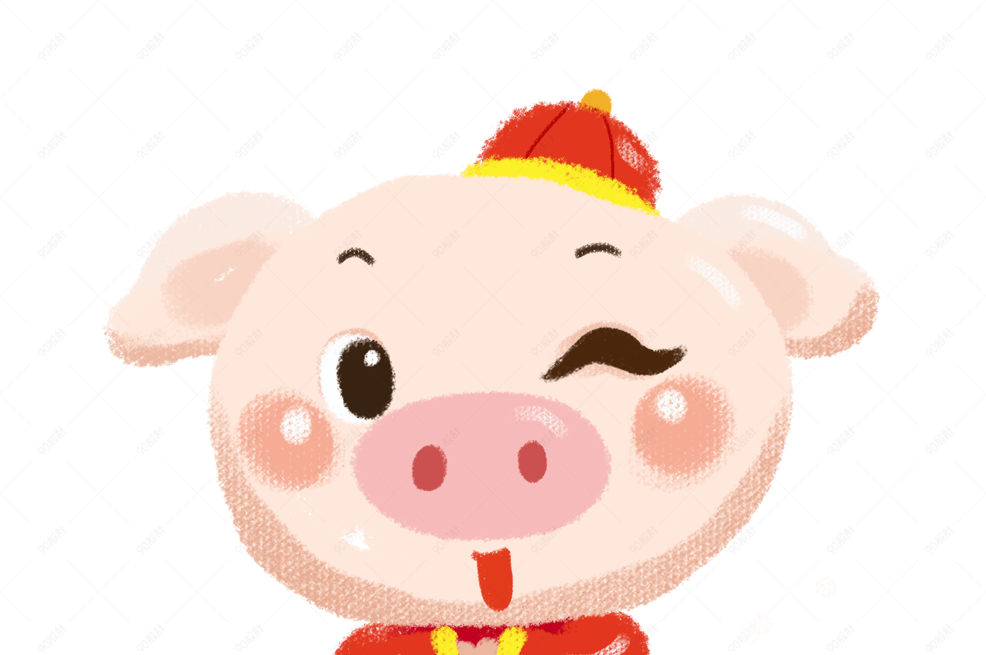 手绘恭喜发财猪插画素材