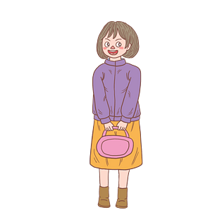 冬季冬日逛街姑娘卡通手绘