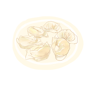 当地特色小吃扁食手绘