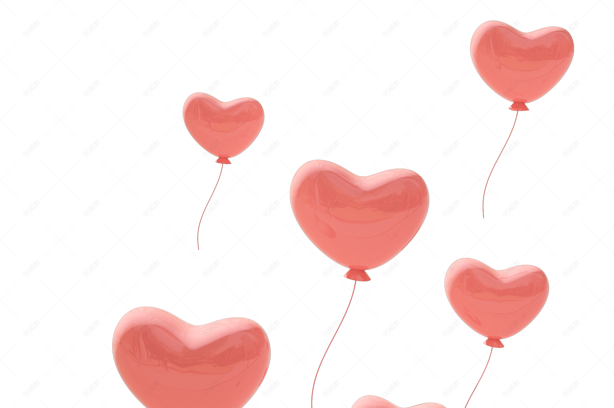 3d卡通粉色爱心气球c4d卡通立体c4d电商