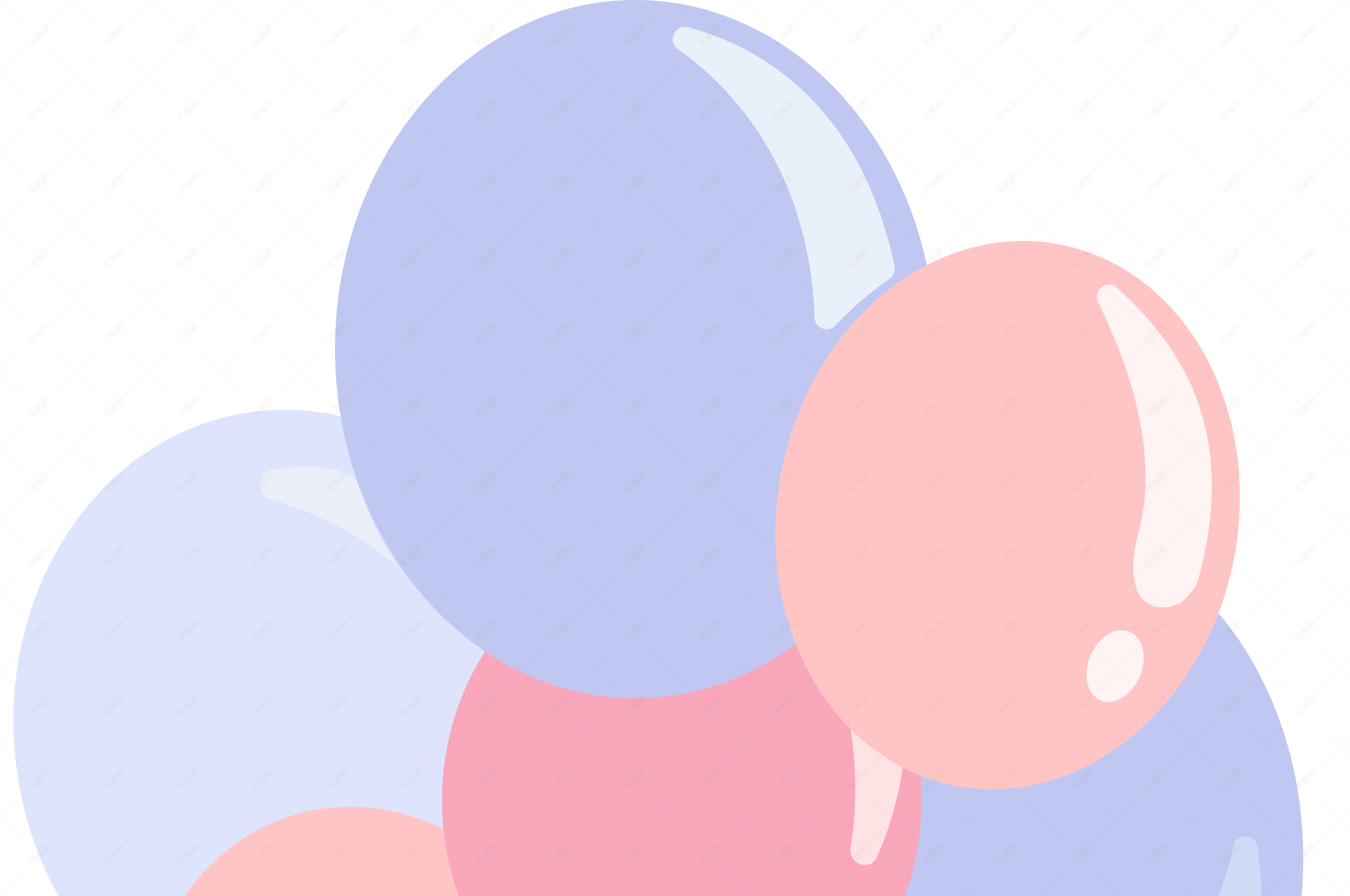 气球粉蓝色扁平化梦幻卡通