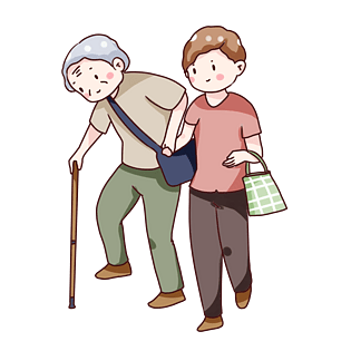 手绘卡通重阳节回家看望老人pngpsd2000*2000关爱老人登高老人插画png