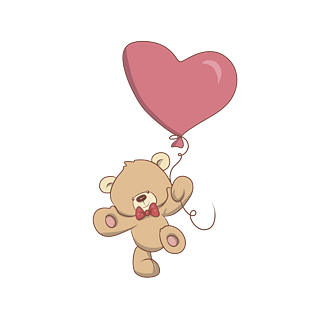 爱心小熊拿起球插画