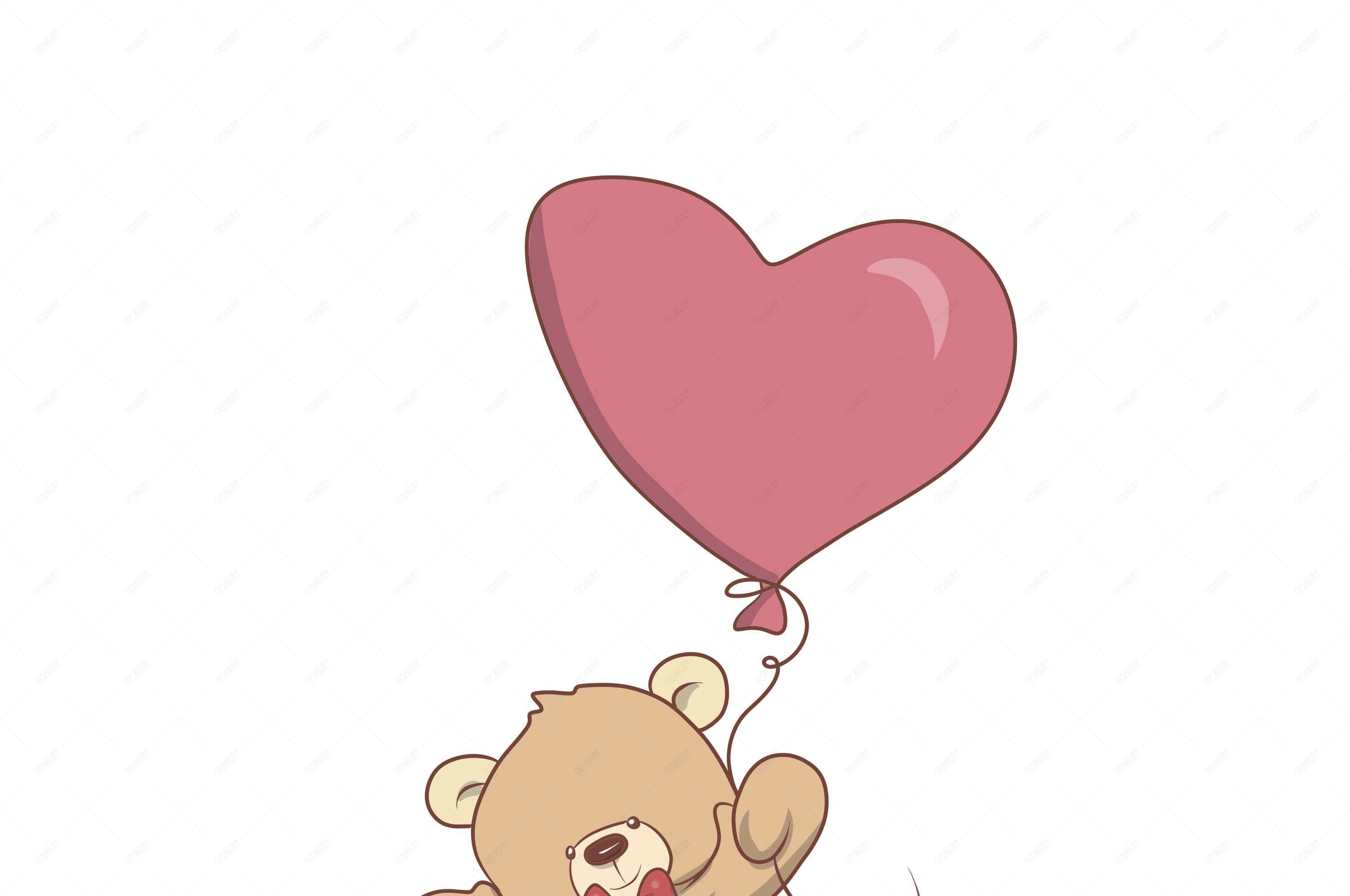 爱心小熊拿起球插画