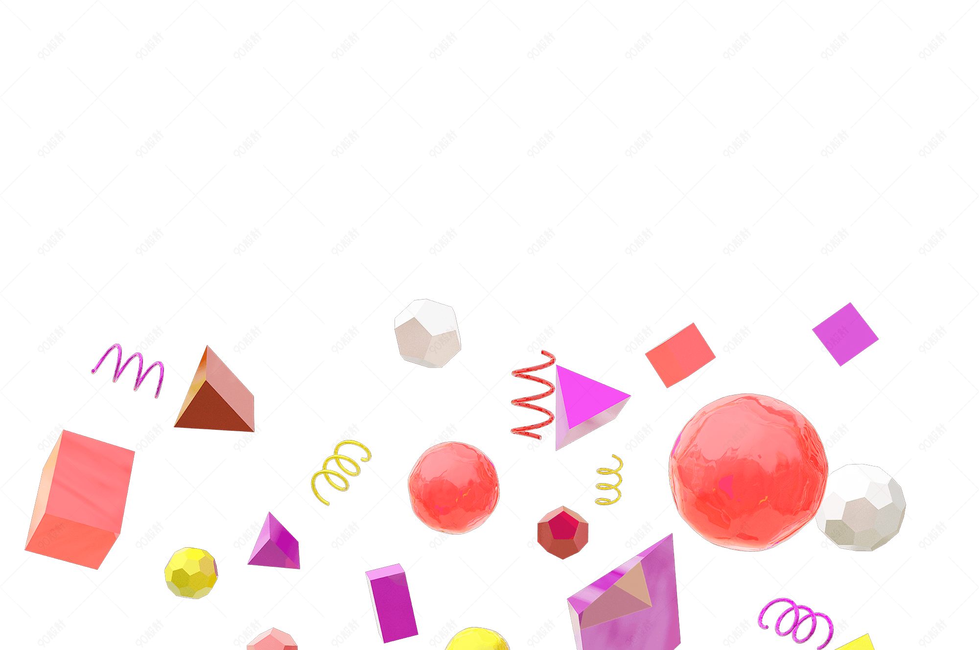 卡通立体电商3d彩色多边形悬浮素材
