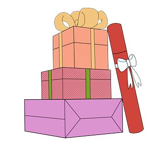 礼盒pngpsd2000*2000卡通手绘红色礼盒插画pngpsd2000*2000手绘红色礼