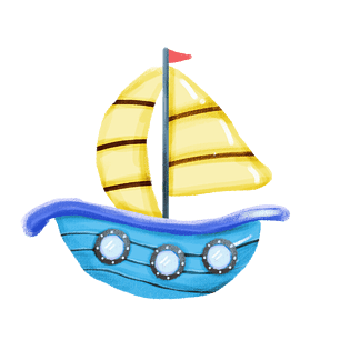 黄色帆船卡通插画