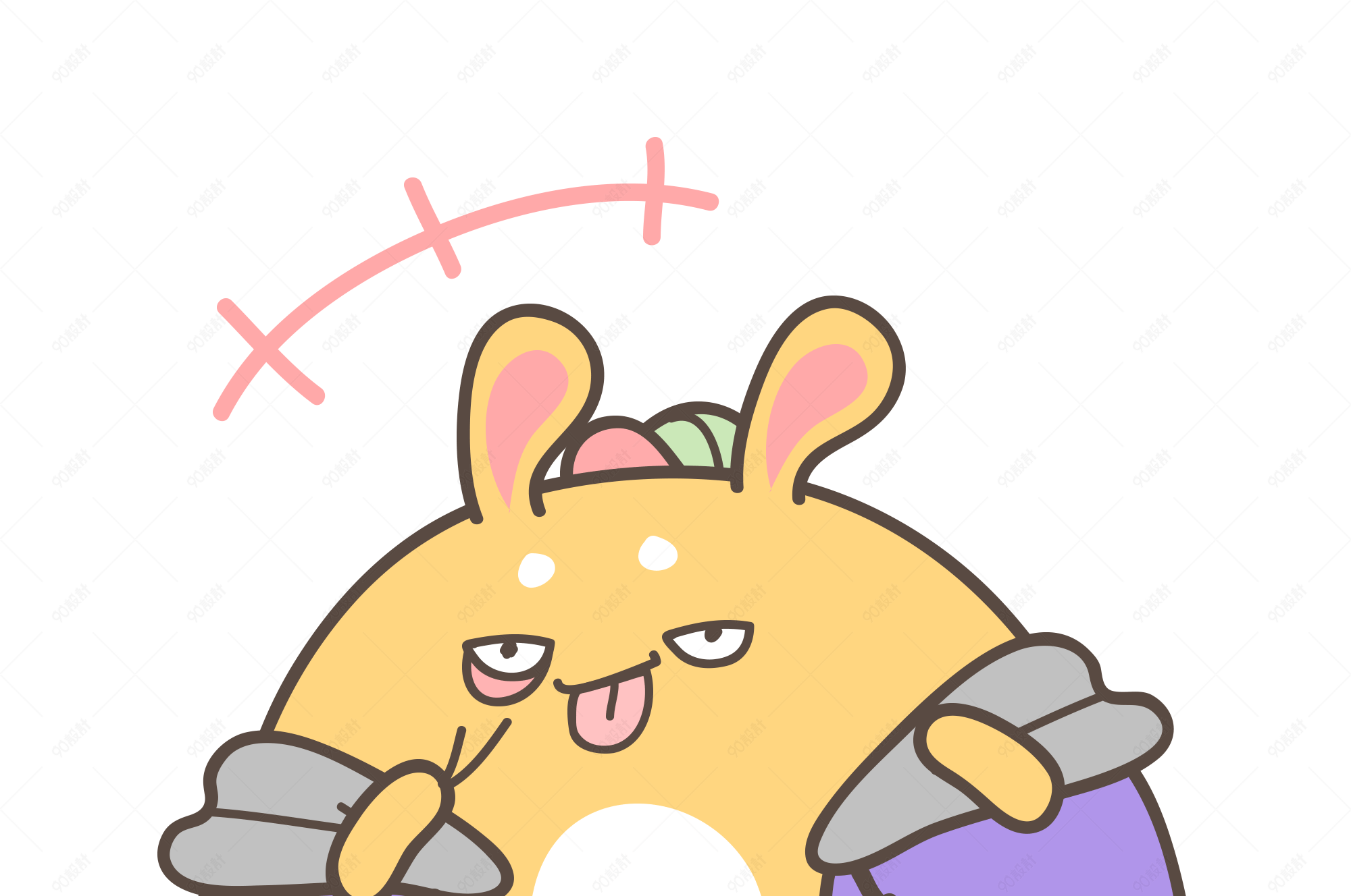 卡通手绘可爱萌萌哒兔子做鬼脸