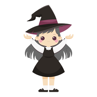 q版可爱卡通万圣节女巫免扣素材