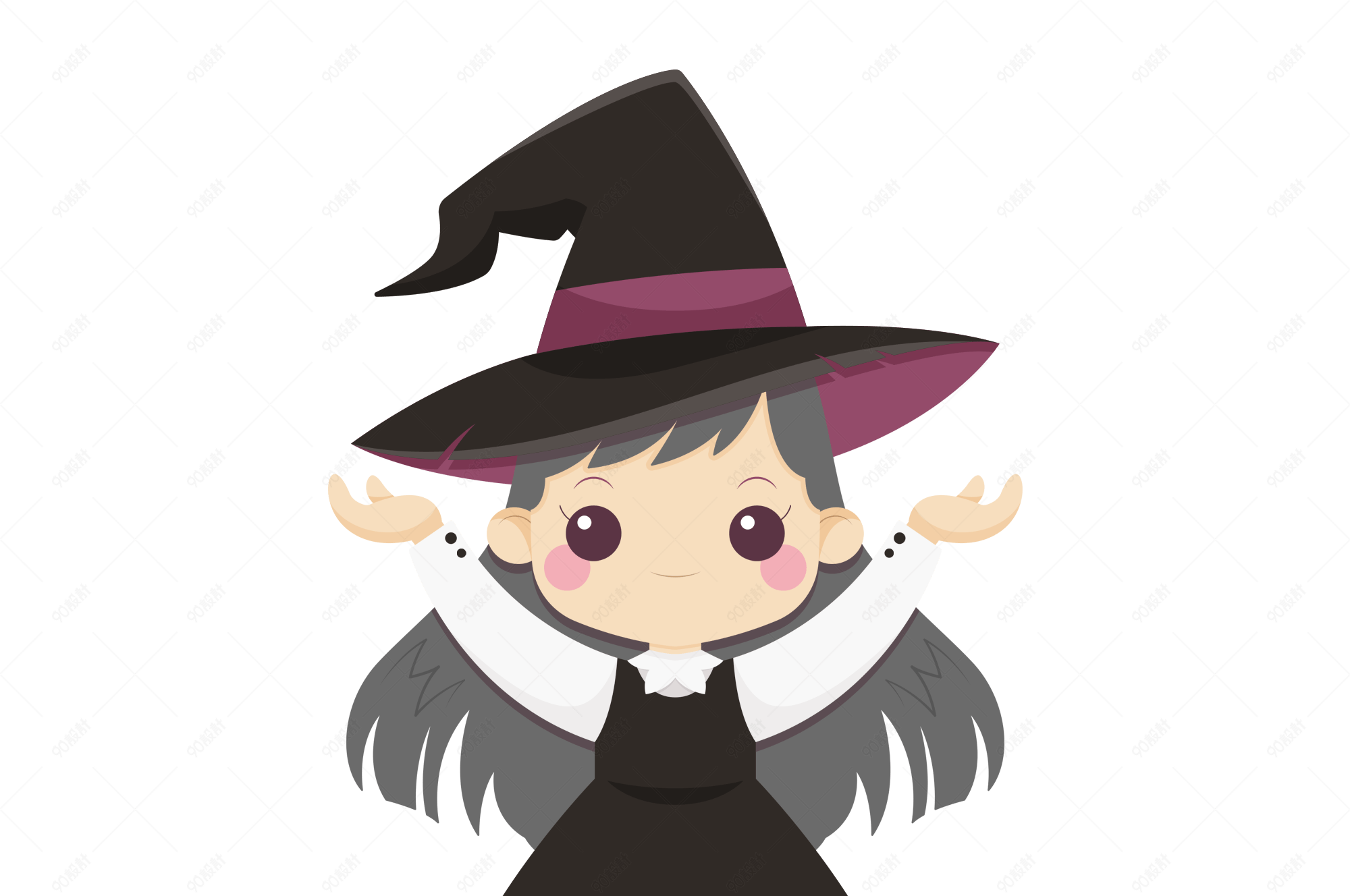 q版可爱卡通万圣节女巫免扣素材