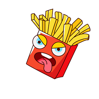 卡通形象搞怪吐舌的薯条