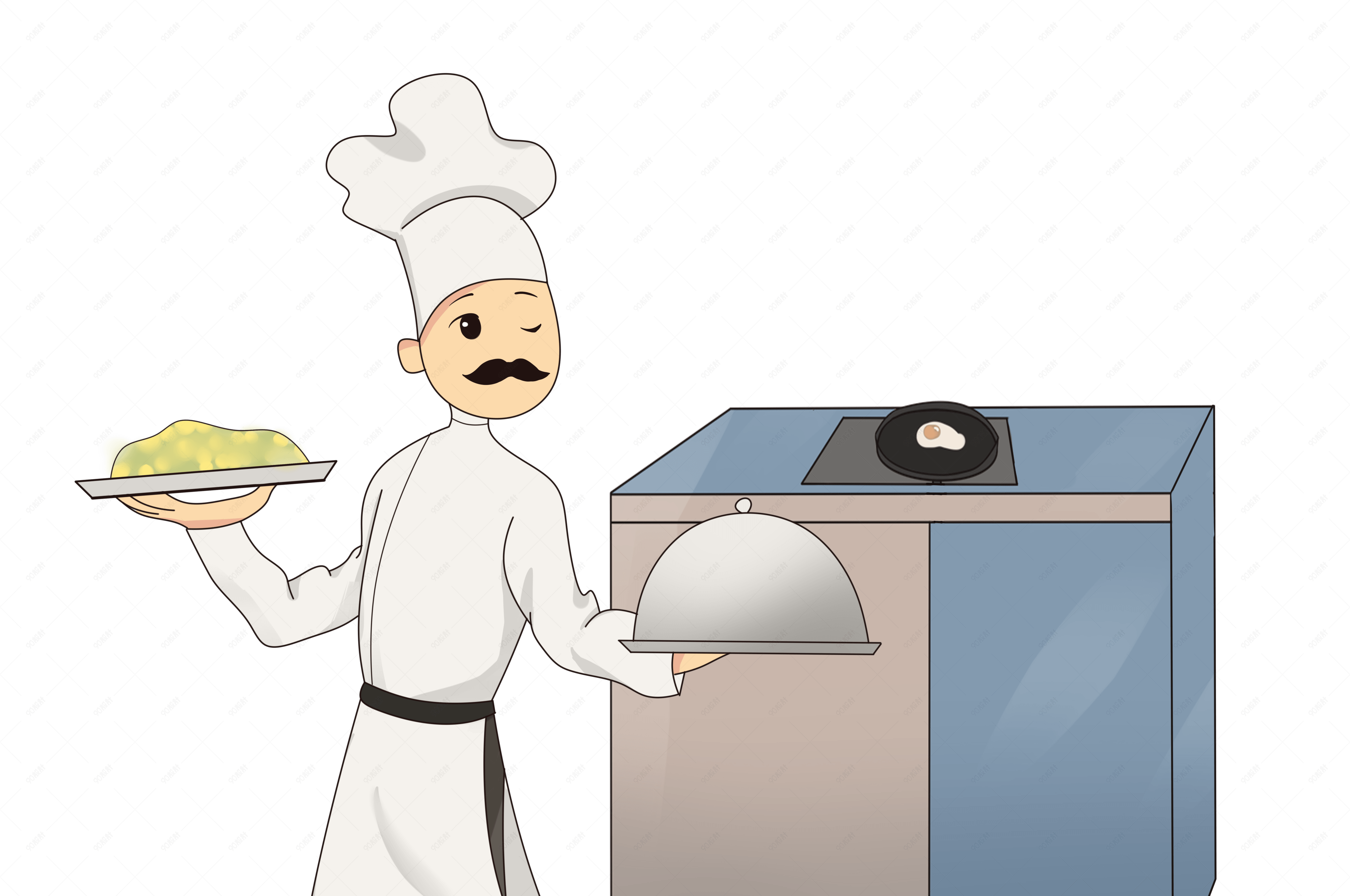 厨艺大比拼做菜手绘插画