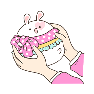 卡通手绘可爱萌萌哒兔子双手抚摸