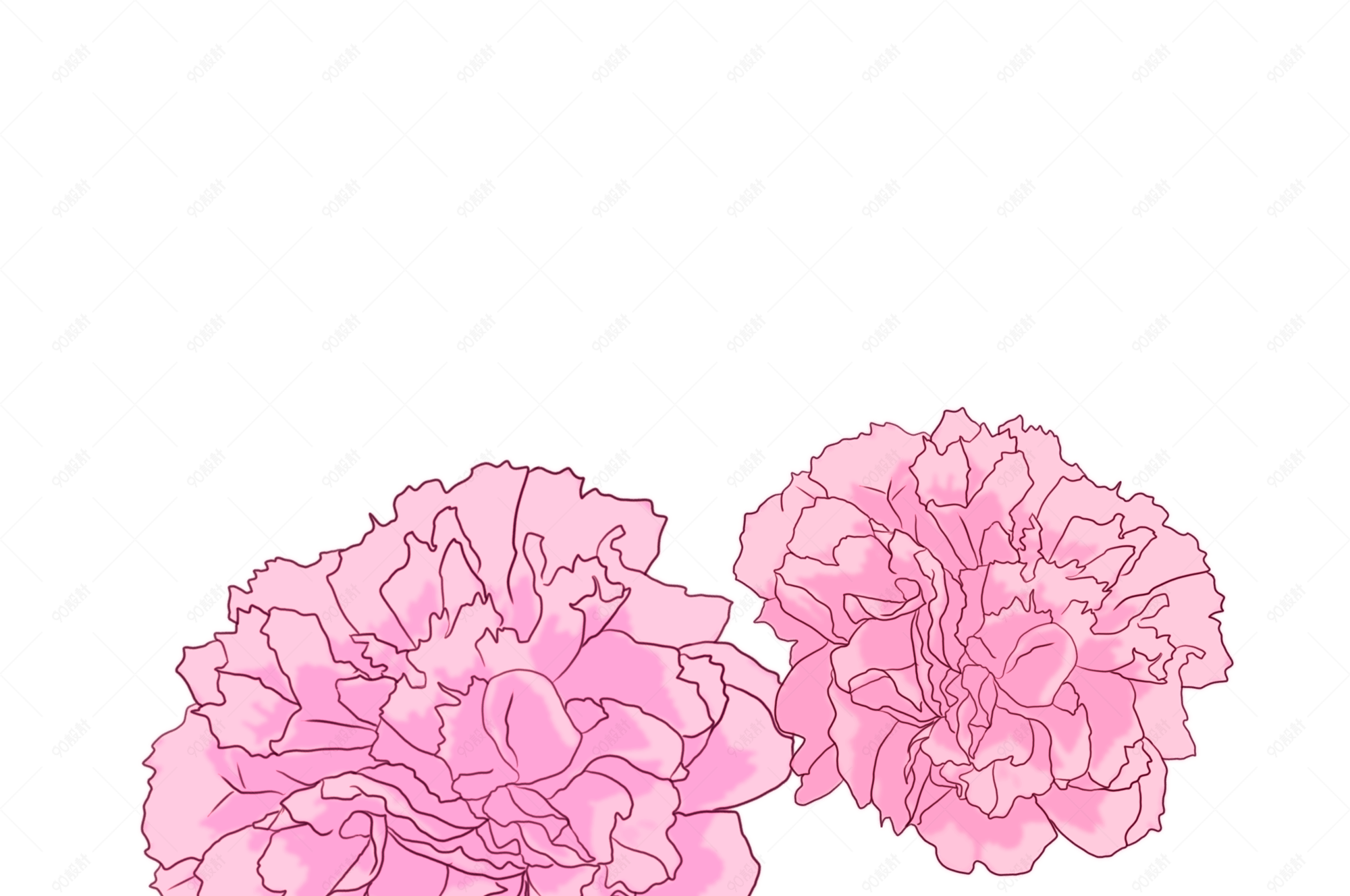 粉红的牡丹花手绘卡通插画
