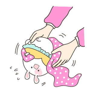 双手抚摸卡通手绘可爱萌萌哒兔子