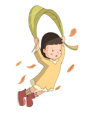 秋冬季主题空中飞翔的女生卡通插画