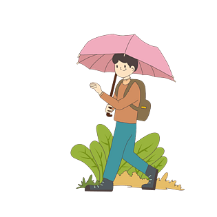 寒露主题雨中散步男生插画