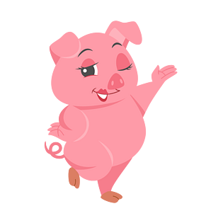 卡通粉色可爱猪猪新年烈焰红唇胖乎乎