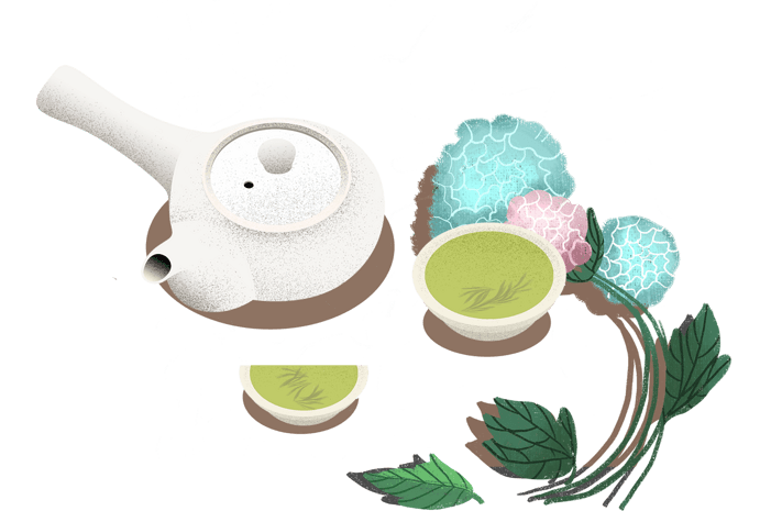 中国传统茶艺养生插画