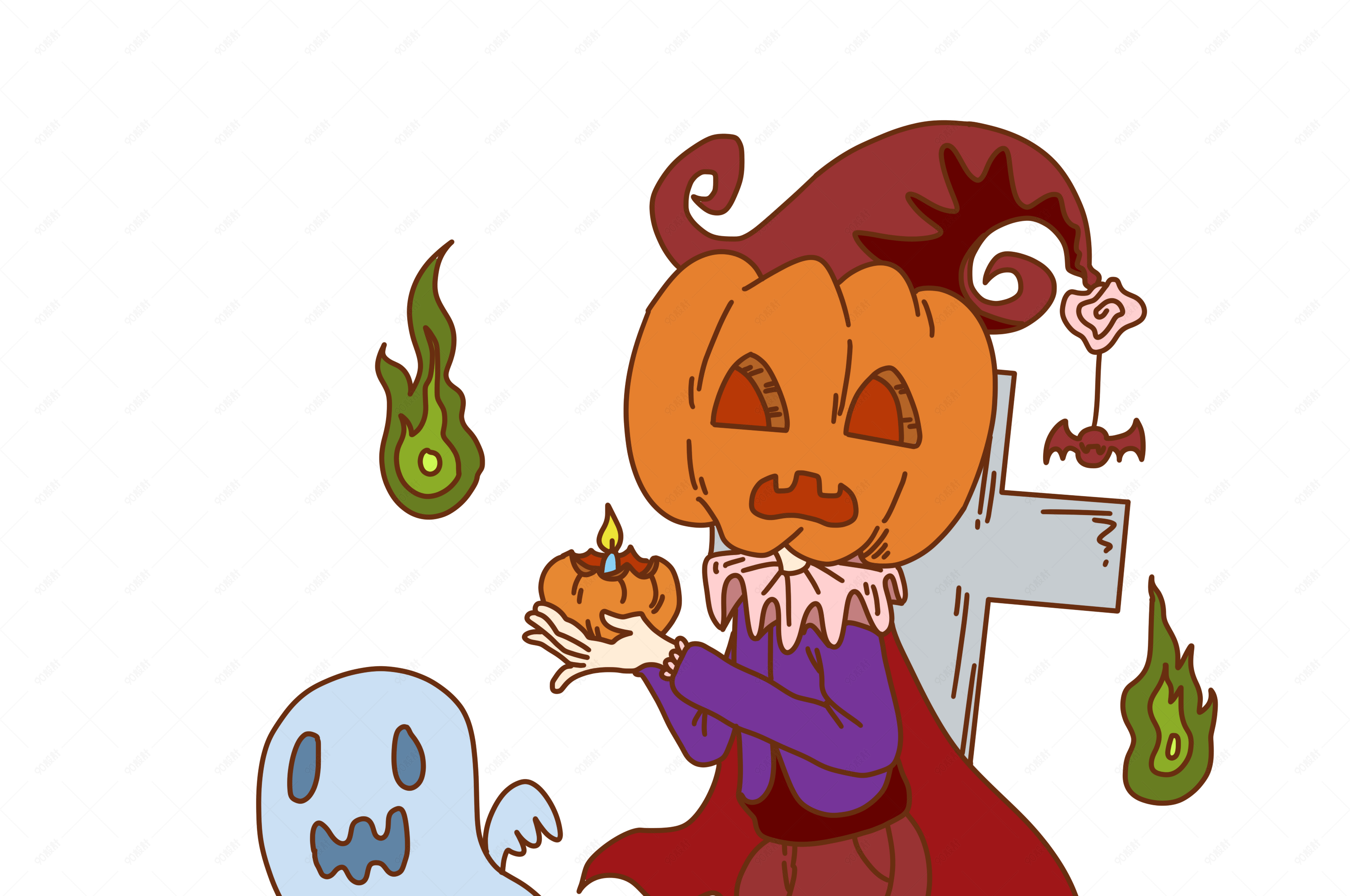 万圣节南瓜怪物插画